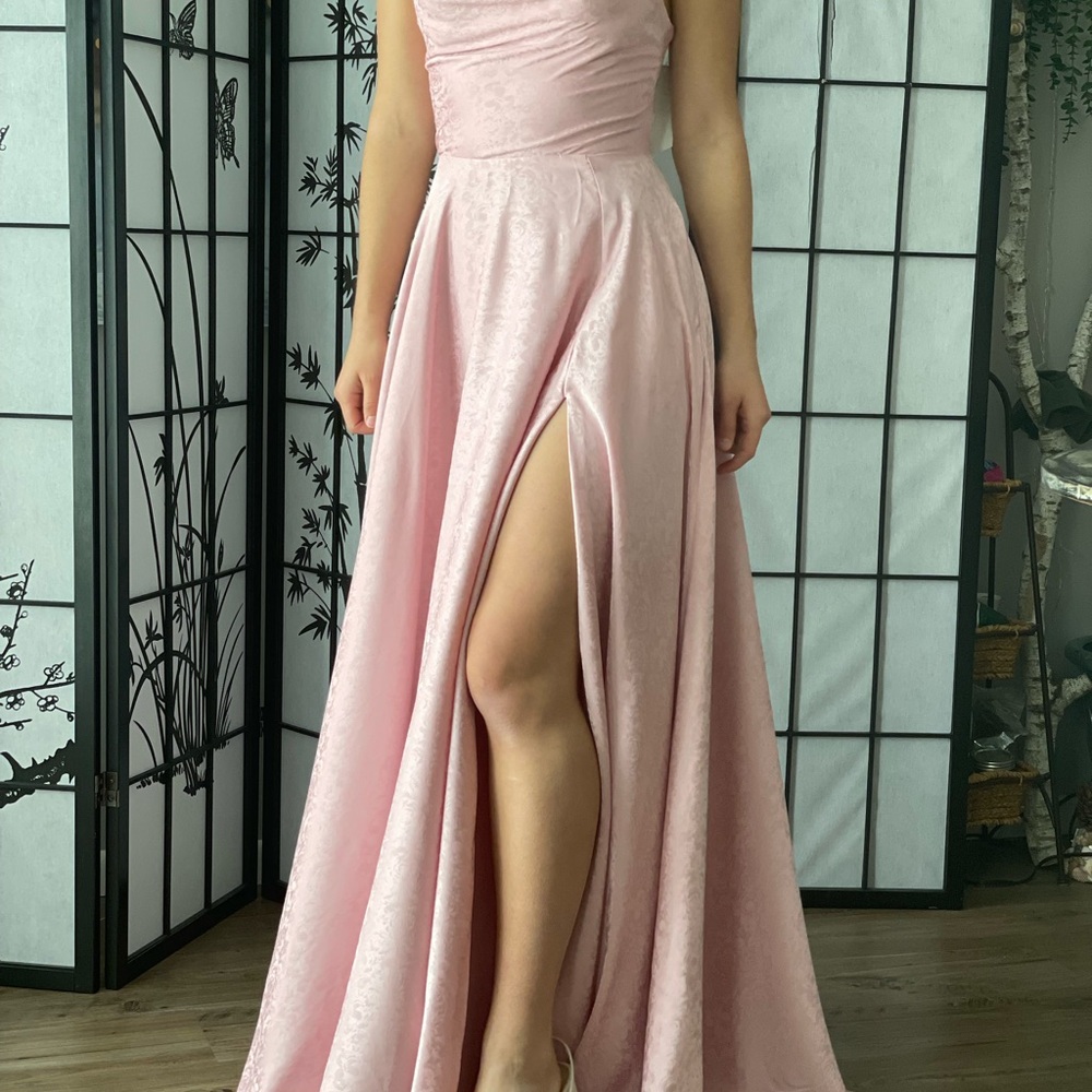 B Darlin Blush Pink Prom Gown with Slit